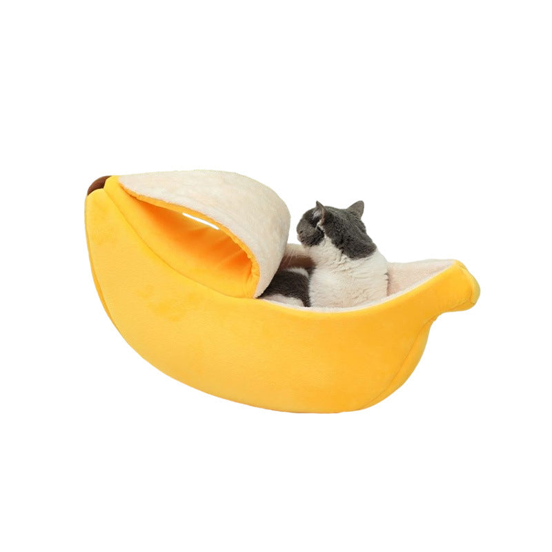 Cozy Banana Cat Bed: A Snuggly Cave For Your Furry Friend!