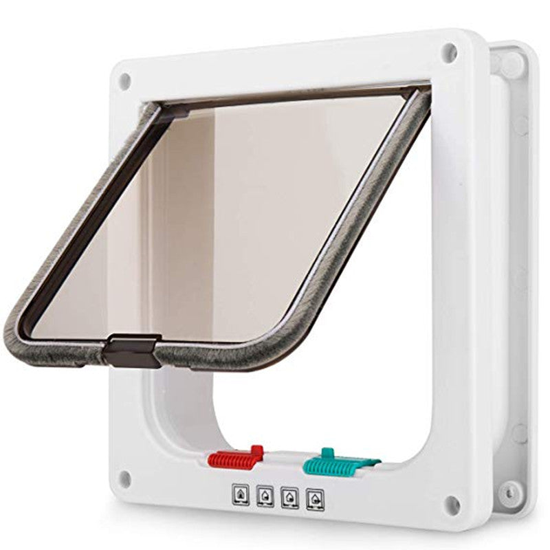 4 Way Security Lock Cat Flap Door, ABS Plastic Small Pet Gate Door Kit for Dog, Cats, Kitten