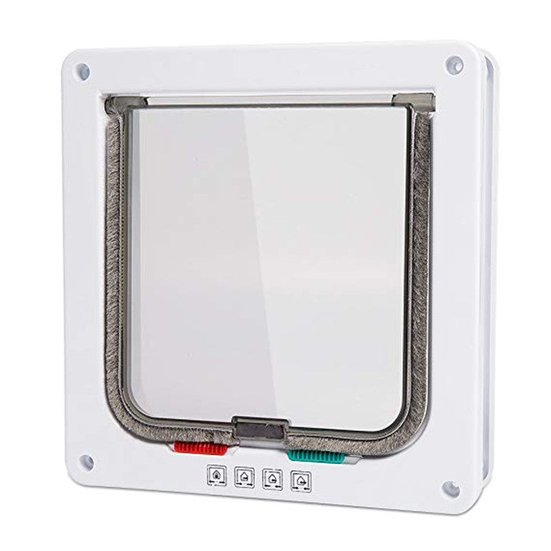 4 Way Security Lock Cat Flap Door, ABS Plastic Small Pet Gate Door Kit for Dog, Cats, Kitten