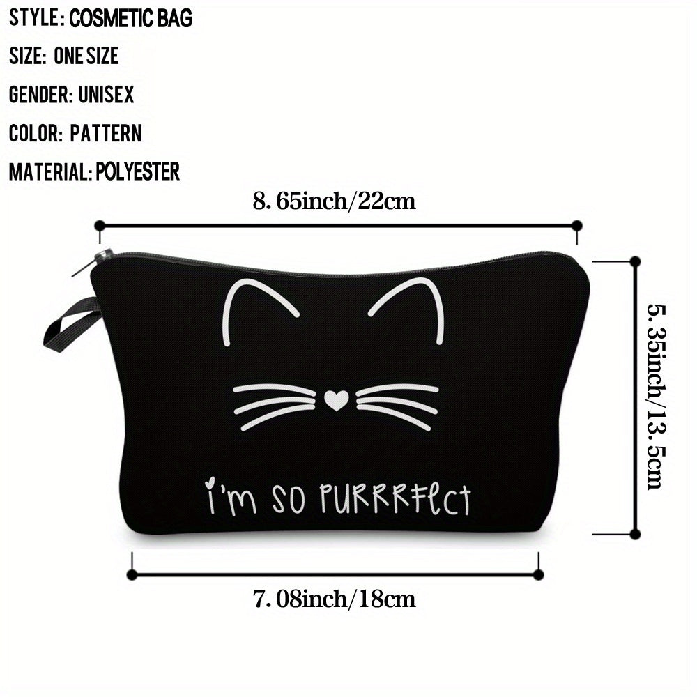Small Makeup Bag Cat Printed Cosmetic Bag For Purse Women Zipper Pouch Organizer Bag Great Gift For   Cat Lovers