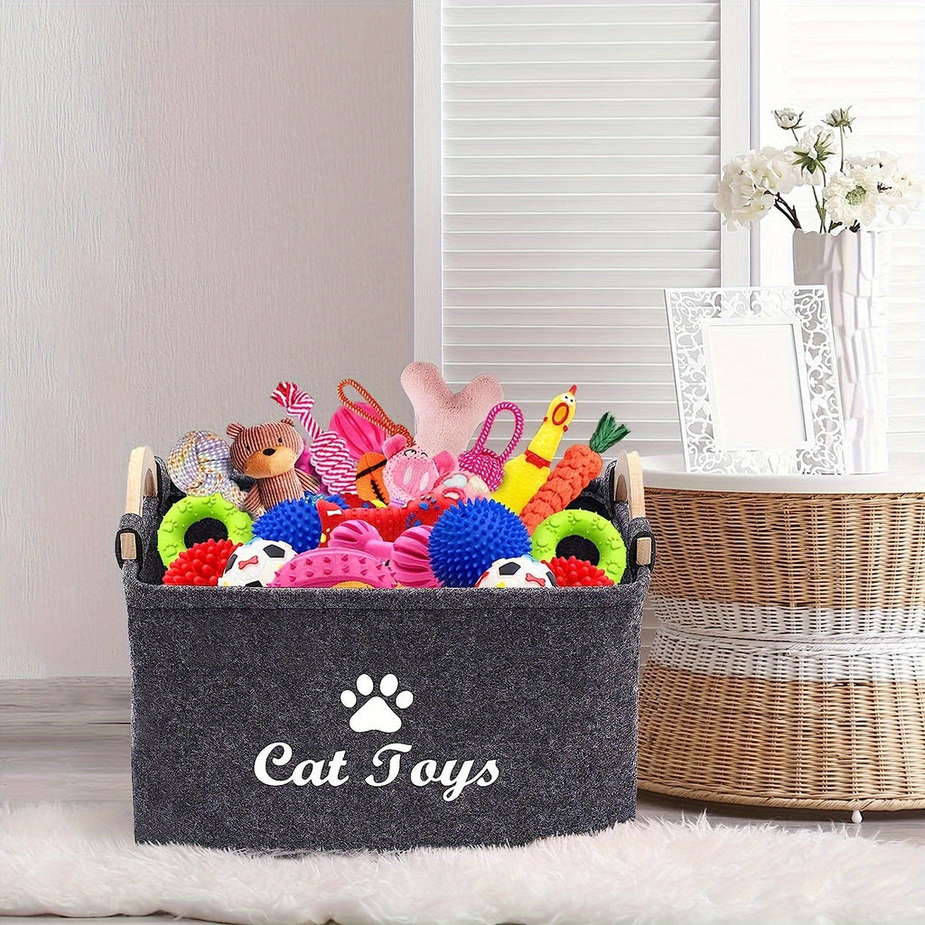 Collapsible Pet Toy Storage Basket - Perfect For Cats & Dogs!