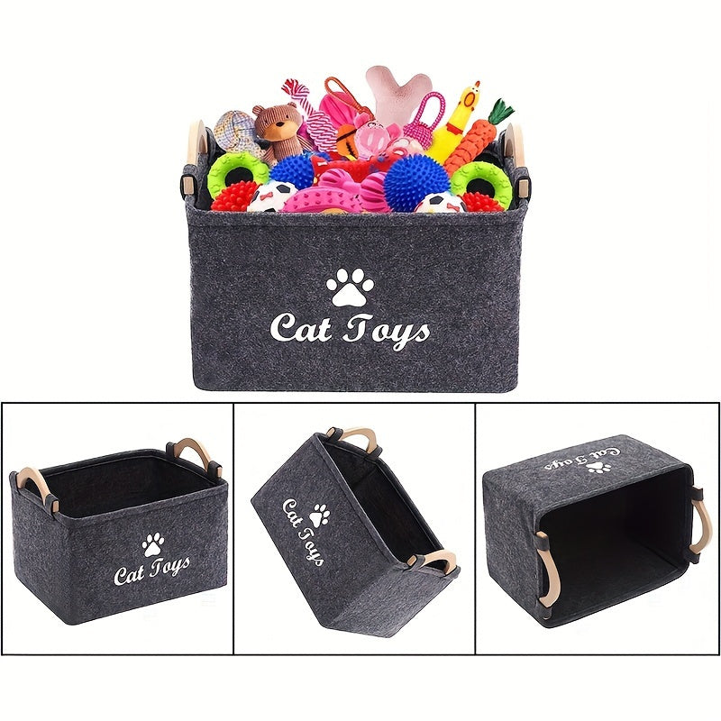 Collapsible Pet Toy Storage Basket - Perfect For Cats & Dogs!