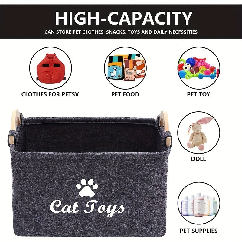 Collapsible Pet Toy Storage Basket - Perfect For Cats & Dogs!