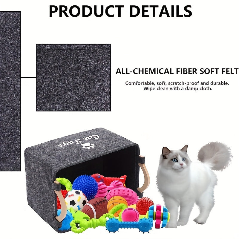 Collapsible Pet Toy Storage Basket - Perfect For Cats & Dogs!