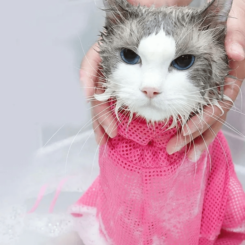 Cat Bath Grooming Bag - Keep Your Cat Clean & Comfortable, Prevent Scratches - Soft, Quick Wrap Design for Easy Bath Time - Bathing Aid for Kittens & Adult Cats - Pet Grooming Accessory, Bath Accessories, Soft Fabric Material