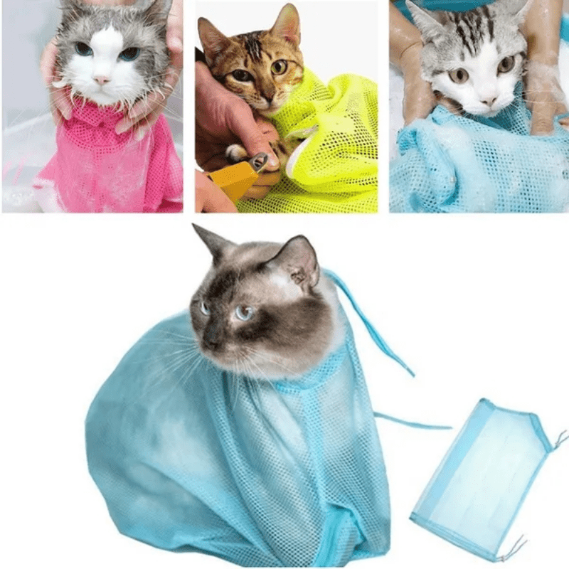 Cat Bath Grooming Bag - Keep Your Cat Clean & Comfortable, Prevent Scratches - Soft, Quick Wrap Design for Easy Bath Time - Bathing Aid for Kittens & Adult Cats - Pet Grooming Accessory, Bath Accessories, Soft Fabric Material
