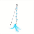 Furry Frenzy Pompom Cat Toy - Interactive Feather Teaser, Durable Plush Ball, Kitten Exercise Companion, Teasing Stick, Fun Pet Supplies for Active Cats and Kittens