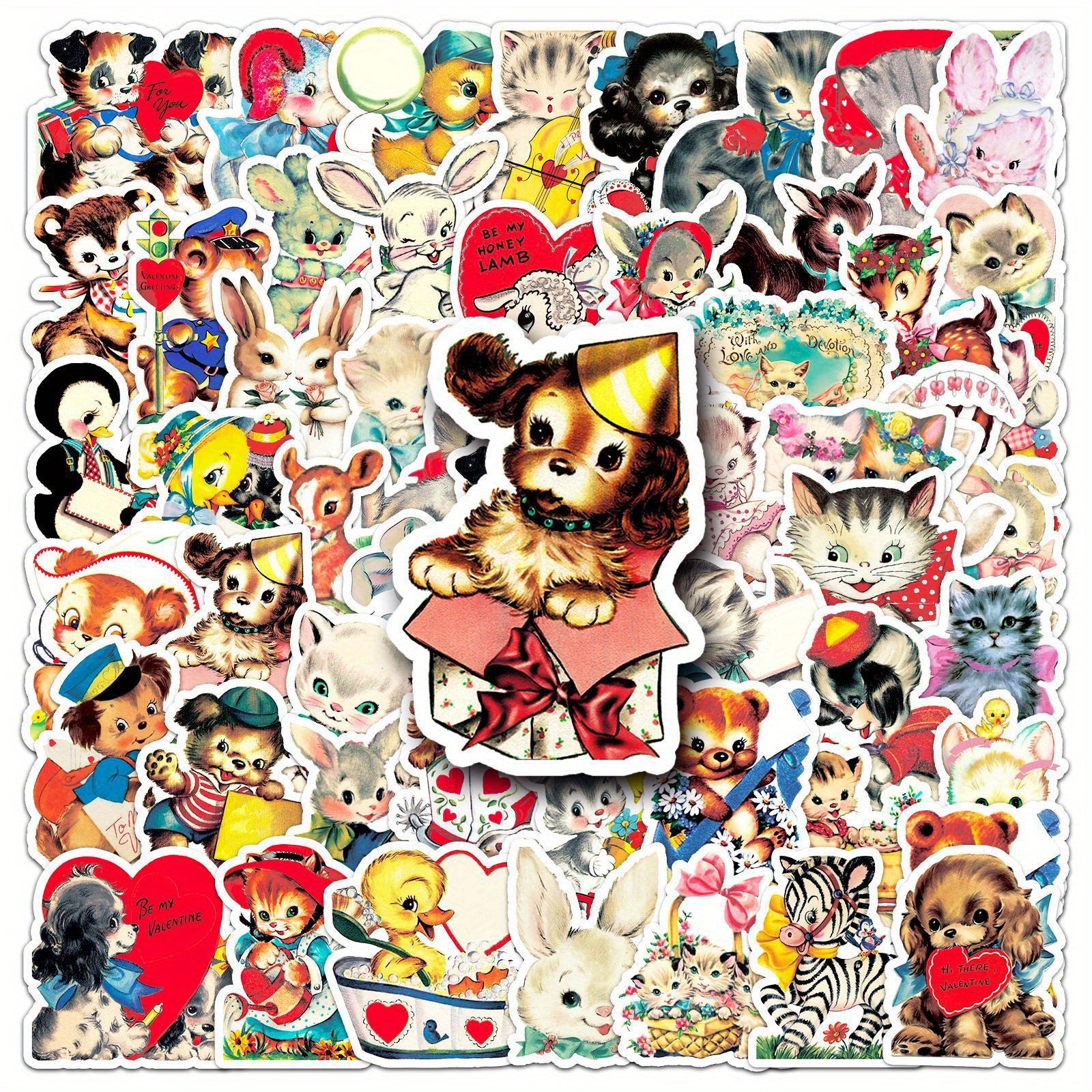 66pcs JJIJIAN Cute Cartoon Animal & Cat Stickers - Vibrant, Reusable Vinyl Decals for Laptops, Water Bottles, Phones, Books & More - Perfect for Birthday Parties & Creative Fun, Cute Stickers, Perfect for Winter, New Year