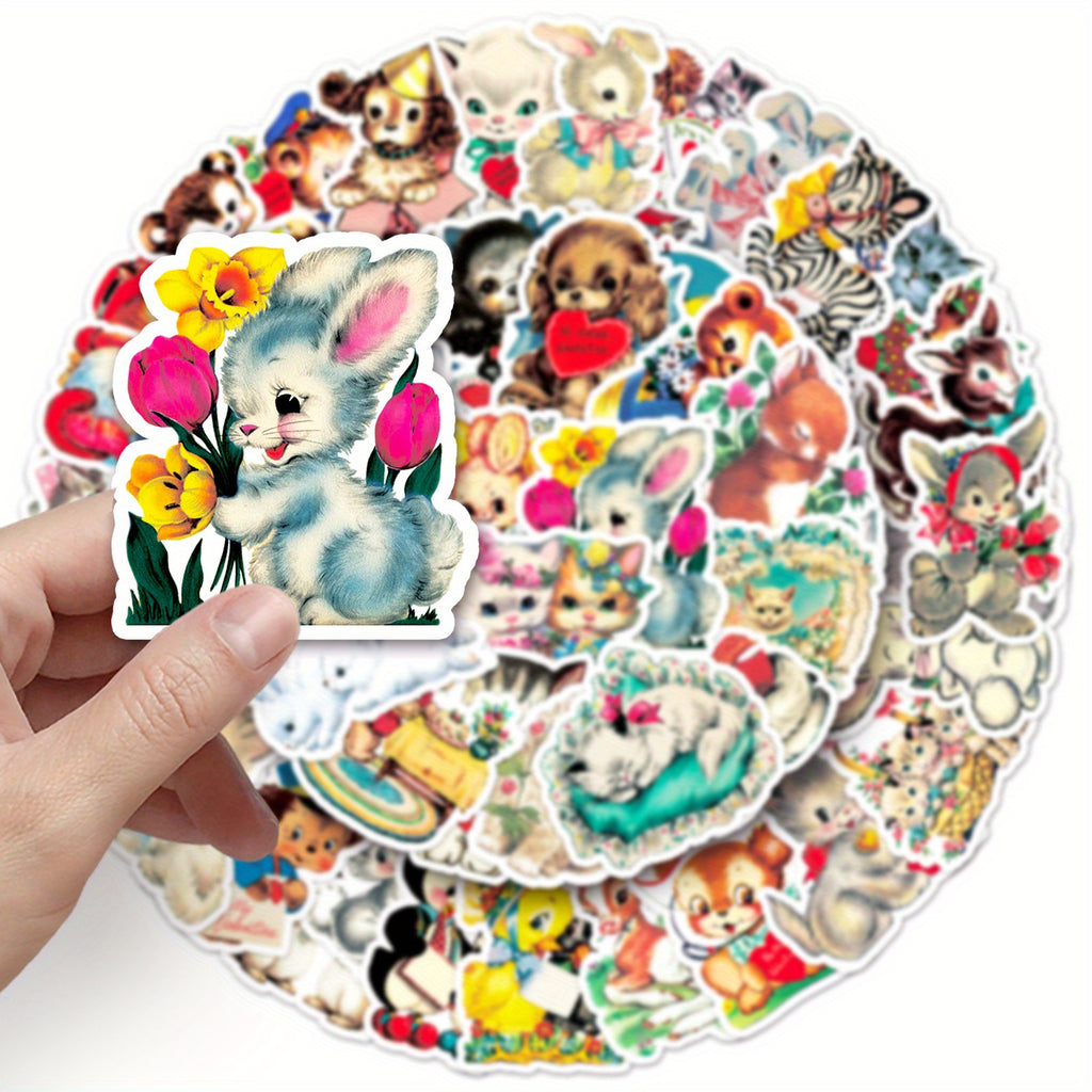 66pcs JJIJIAN Cute Cartoon Animal & Cat Stickers - Vibrant, Reusable Vinyl Decals for Laptops, Water Bottles, Phones, Books & More - Perfect for Birthday Parties & Creative Fun, Cute Stickers, Perfect for Winter, New Year