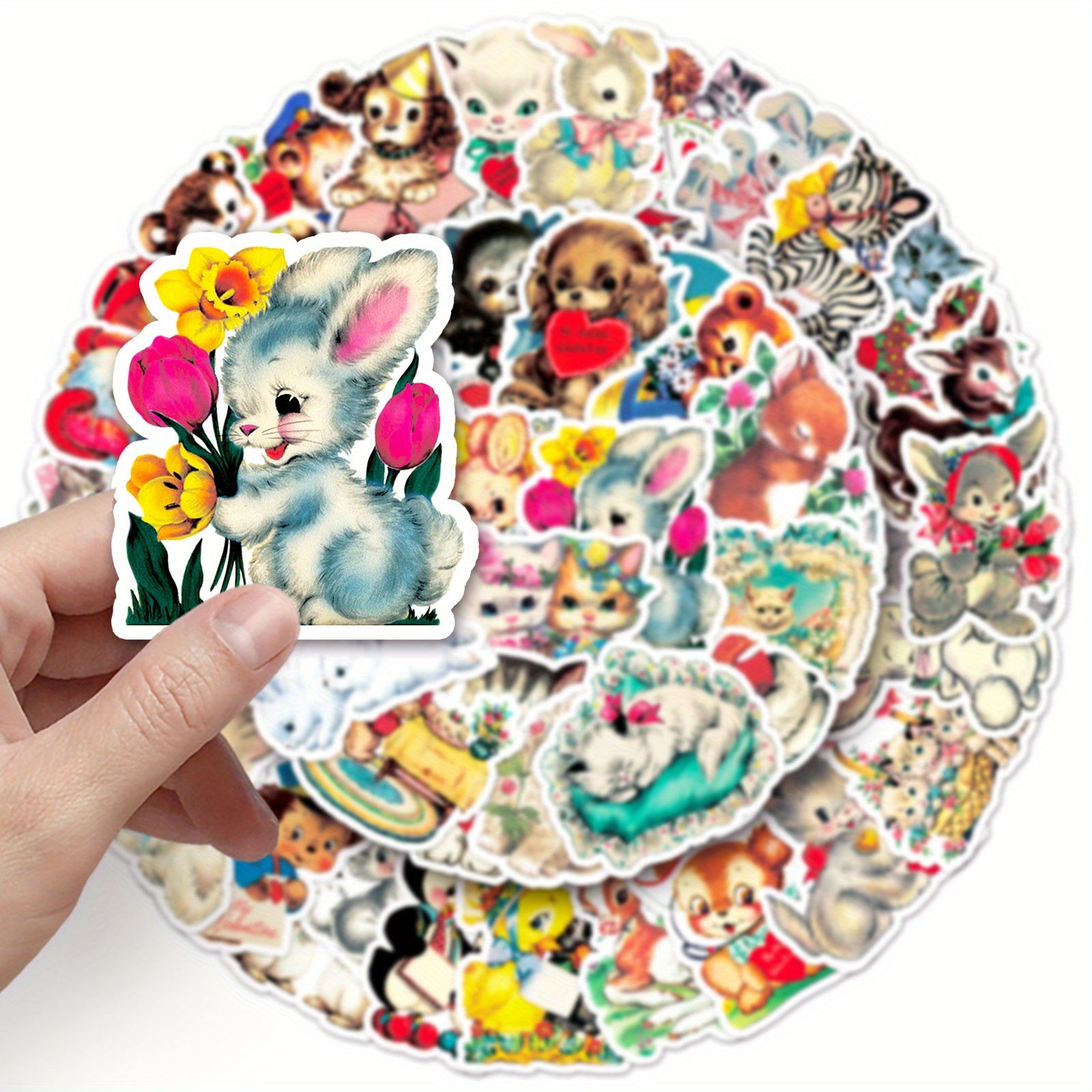 66pcs JJIJIAN Cute Cartoon Animal & Cat Stickers - Vibrant, Reusable Vinyl Decals for Laptops, Water Bottles, Phones, Books & More - Perfect for Birthday Parties & Creative Fun, Cute Stickers, Perfect for Winter, New Year