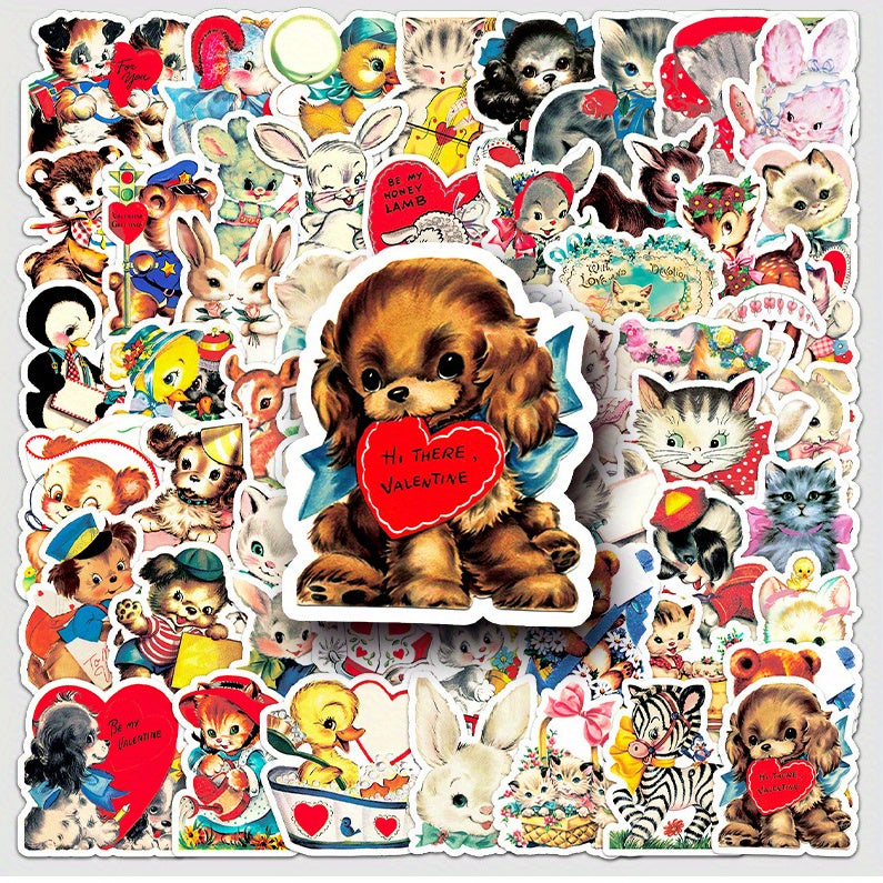 66pcs JJIJIAN Cute Cartoon Animal & Cat Stickers - Vibrant, Reusable Vinyl Decals for Laptops, Water Bottles, Phones, Books & More - Perfect for Birthday Parties & Creative Fun, Cute Stickers, Perfect for Winter, New Year