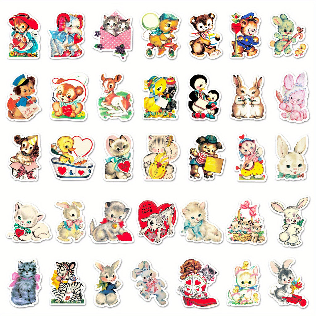 66pcs JJIJIAN Cute Cartoon Animal & Cat Stickers - Vibrant, Reusable Vinyl Decals for Laptops, Water Bottles, Phones, Books & More - Perfect for Birthday Parties & Creative Fun, Cute Stickers, Perfect for Winter, New Year