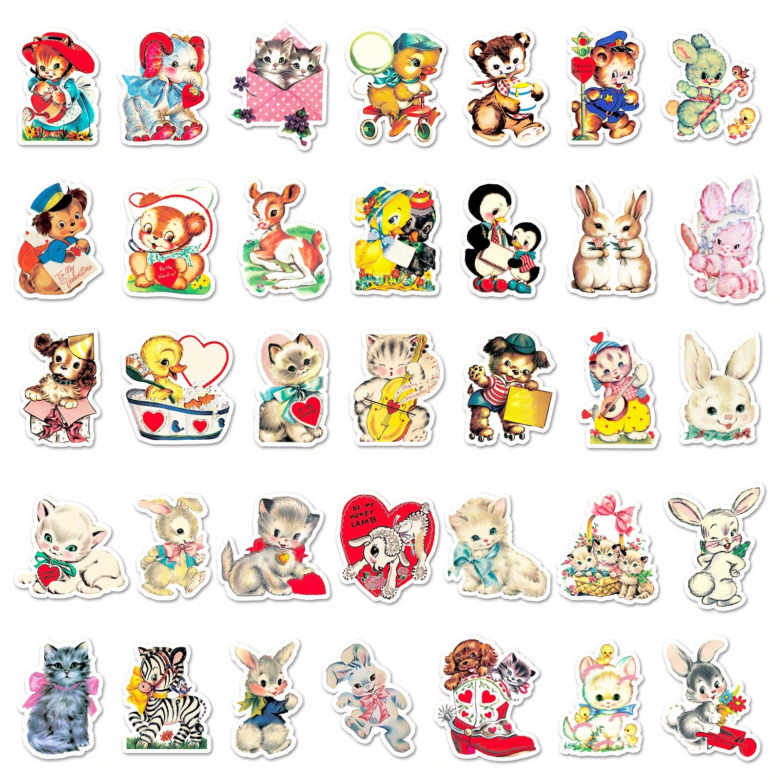 66pcs JJIJIAN Cute Cartoon Animal & Cat Stickers - Vibrant, Reusable Vinyl Decals for Laptops, Water Bottles, Phones, Books & More - Perfect for Birthday Parties & Creative Fun, Cute Stickers, Perfect for Winter, New Year