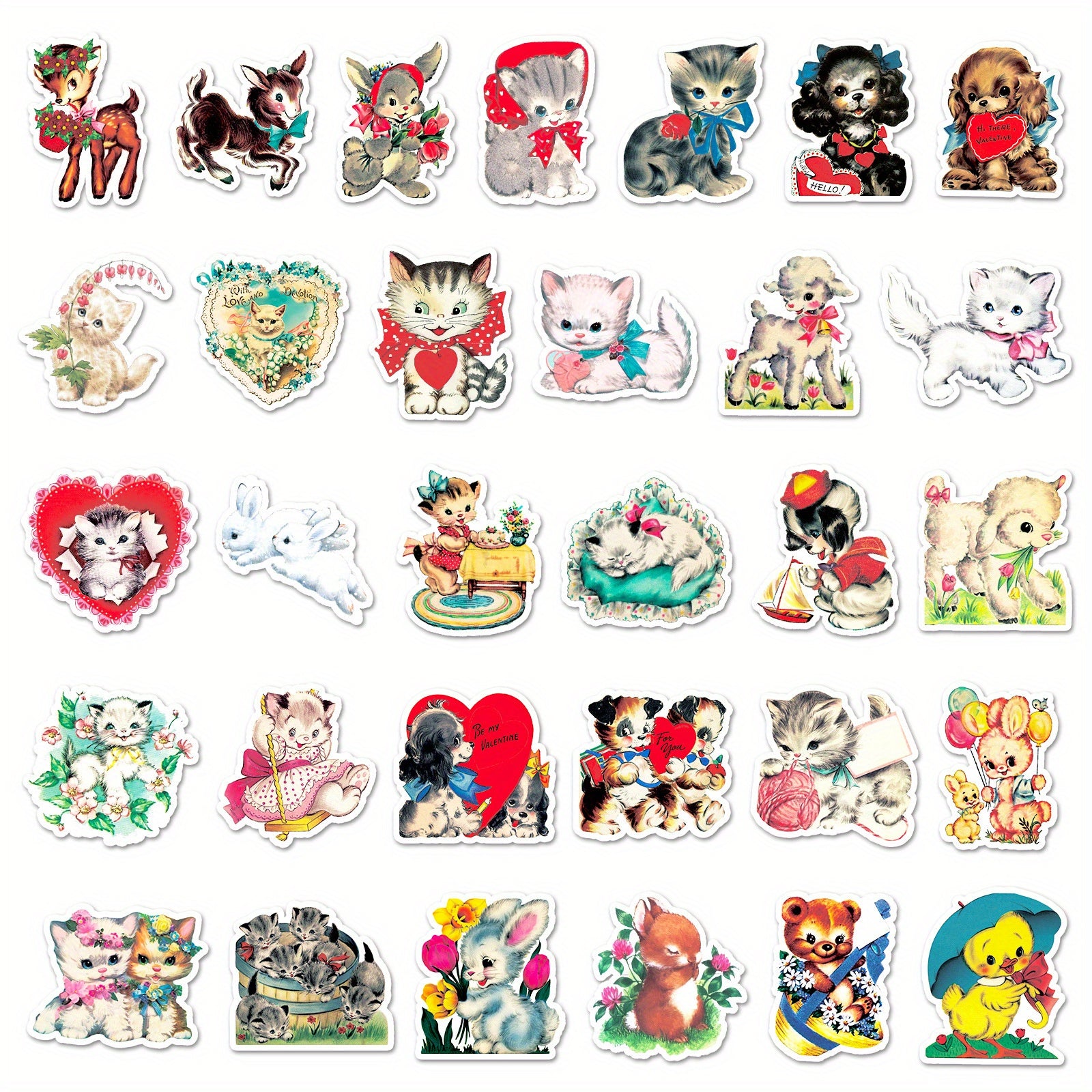 66pcs JJIJIAN Cute Cartoon Animal & Cat Stickers - Vibrant, Reusable Vinyl Decals for Laptops, Water Bottles, Phones, Books & More - Perfect for Birthday Parties & Creative Fun, Cute Stickers, Perfect for Winter, New Year