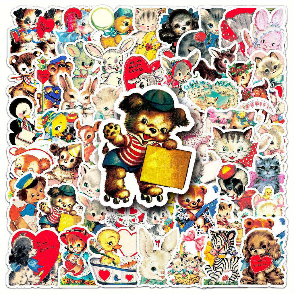 66pcs JJIJIAN Cute Cartoon Animal & Cat Stickers - Vibrant, Reusable Vinyl Decals for Laptops, Water Bottles, Phones, Books & More - Perfect for Birthday Parties & Creative Fun, Cute Stickers, Perfect for Winter, New Year