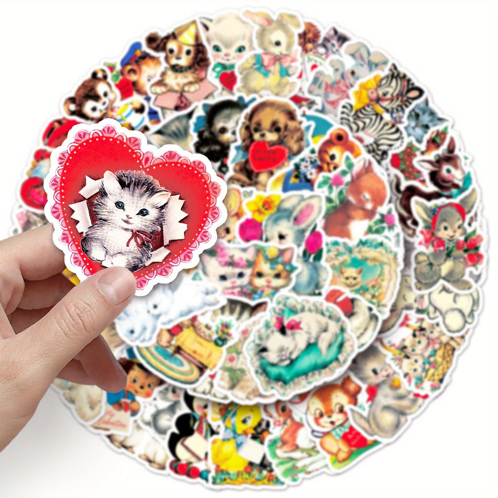 66pcs JJIJIAN Cute Cartoon Animal & Cat Stickers - Vibrant, Reusable Vinyl Decals for Laptops, Water Bottles, Phones, Books & More - Perfect for Birthday Parties & Creative Fun, Cute Stickers, Perfect for Winter, New Year