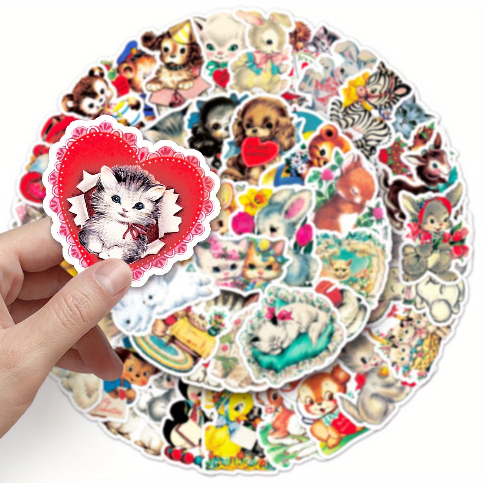 66pcs JJIJIAN Cute Cartoon Animal & Cat Stickers - Vibrant, Reusable Vinyl Decals for Laptops, Water Bottles, Phones, Books & More - Perfect for Birthday Parties & Creative Fun, Cute Stickers, Perfect for Winter, New Year