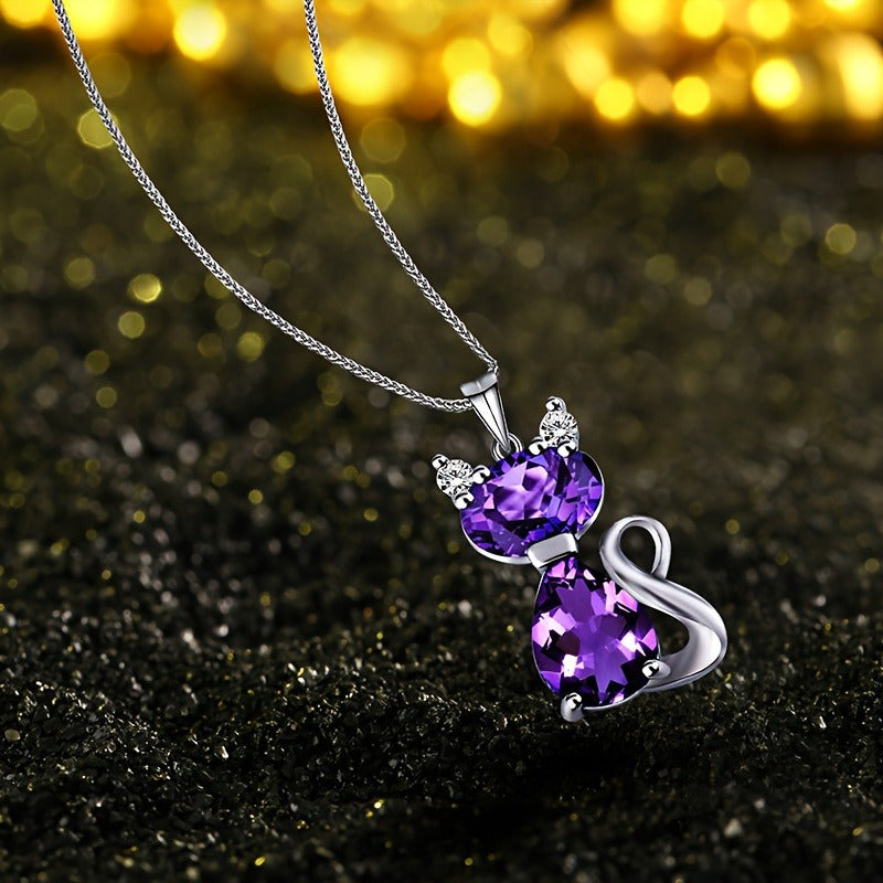 Cute Cat Pendant Necklace, Animal Sweater Chain, Great Christmas Halloween Thanksgiving Day Gift, New Year's Gift, Valentine's Day Gift