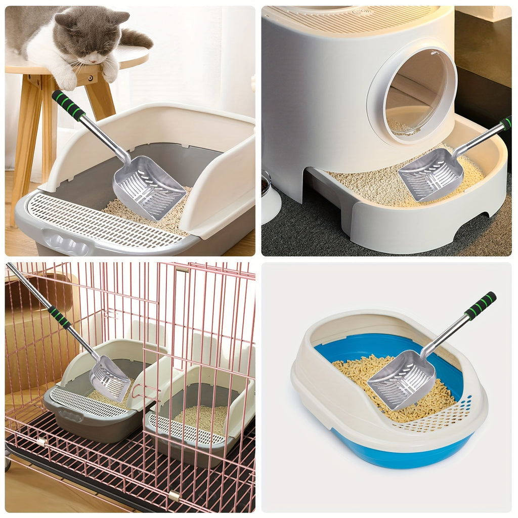 1pc Premium Adjustable Cat Litter Scoop - Ergonomic Long Handle & Rust-Proof Stainless Steel Shovel, Effortlessly Detachable for Easy Waste Cleaning - Durable, User-Friendly Design
