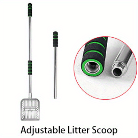 1pc Premium Adjustable Cat Litter Scoop - Ergonomic Long Handle & Rust-Proof Stainless Steel Shovel, Effortlessly Detachable for Easy Waste Cleaning - Durable, User-Friendly Design
