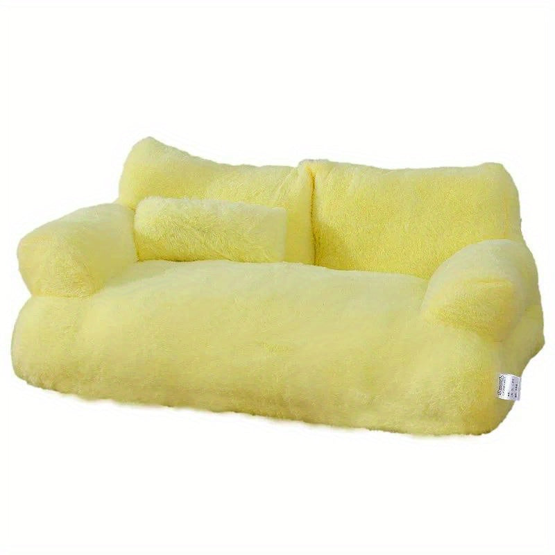 Plush Cotton Pet Sofa Bed for Cats, Washable All-Season Cozy Lounger, Cat Kitten Supplies, Available in Small (21.65"x14.96"x7.09") and Large (25.59"x18.11"x11.81"), Soft and Comfortable