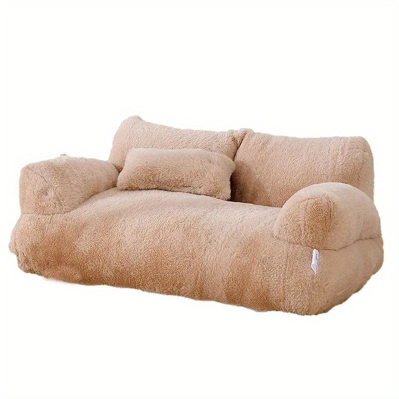 Plush Cotton Pet Sofa Bed for Cats, Washable All-Season Cozy Lounger, Cat Kitten Supplies, Available in Small (21.65"x14.96"x7.09") and Large (25.59"x18.11"x11.81"), Soft and Comfortable