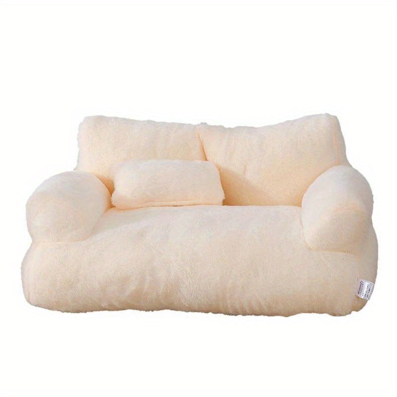 Plush Cotton Pet Sofa Bed for Cats, Washable All-Season Cozy Lounger, Cat Kitten Supplies, Available in Small (21.65"x14.96"x7.09") and Large (25.59"x18.11"x11.81"), Soft and Comfortable