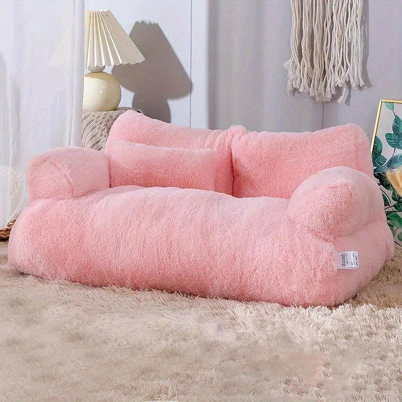 Plush Cotton Pet Sofa Bed for Cats, Washable All-Season Cozy Lounger, Cat Kitten Supplies, Available in Small (21.65"x14.96"x7.09") and Large (25.59"x18.11"x11.81"), Soft and Comfortable