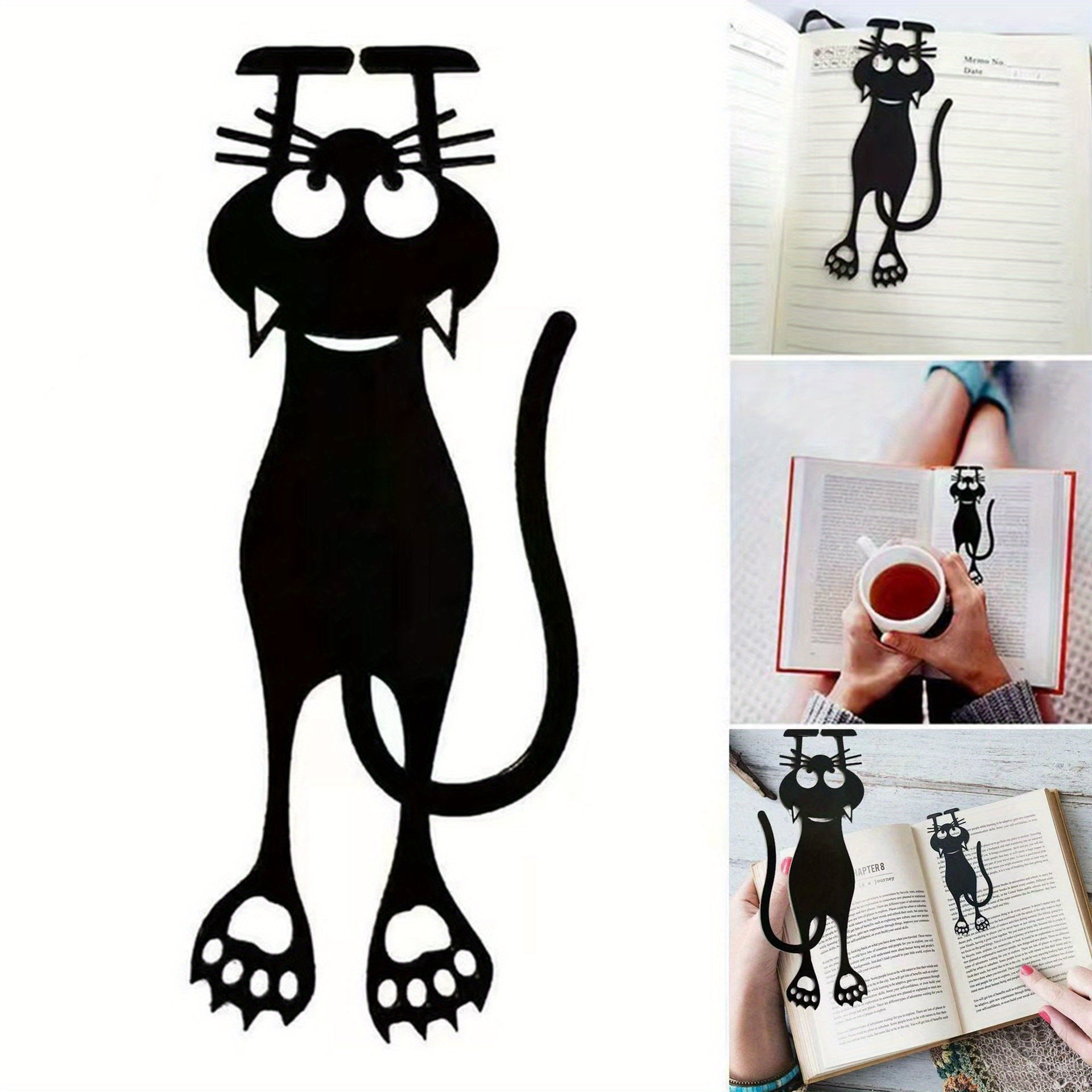 [Hot-Sale] Charming Black Kitten Acrylic Bookmark - Hollowed-Out Design for Everyday Office Use