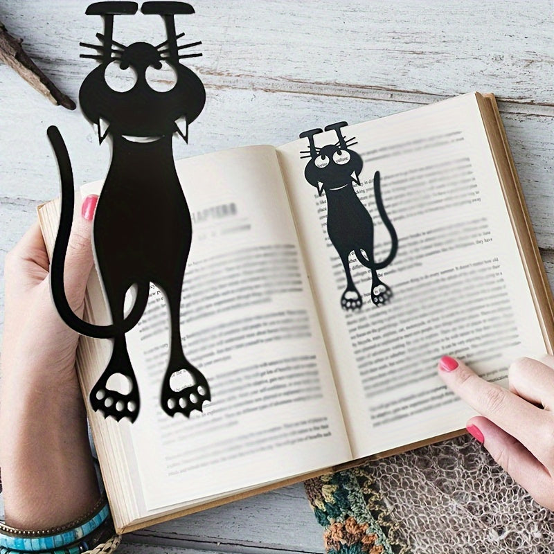 [Hot-Sale] Charming Black Kitten Acrylic Bookmark - Hollowed-Out Design for Everyday Office Use