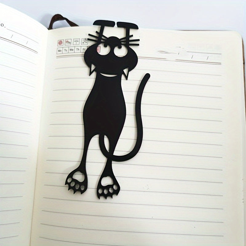 [Hot-Sale] Charming Black Kitten Acrylic Bookmark - Hollowed-Out Design for Everyday Office Use