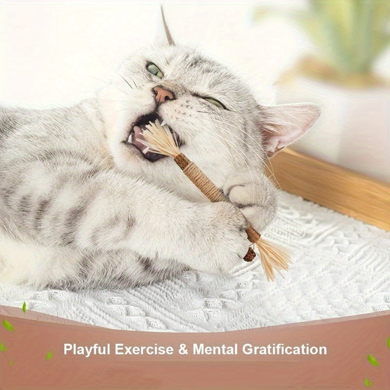 3pcs Natural Sisal Cat Chew Sticks - Durable Teeth Cleaning Toys For Indoor Cats, Interactive Play Supplies Cat Toys For Indoor Cats Cat Enrichment Toys