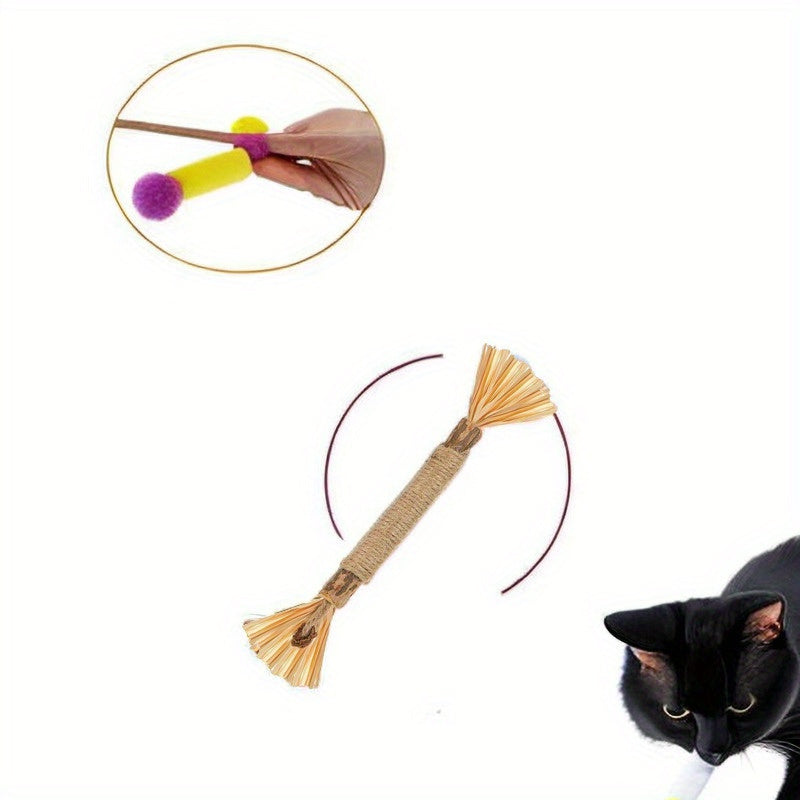 3pcs Natural Sisal Cat Chew Sticks - Durable Teeth Cleaning Toys For Indoor Cats, Interactive Play Supplies Cat Toys For Indoor Cats Cat Enrichment Toys