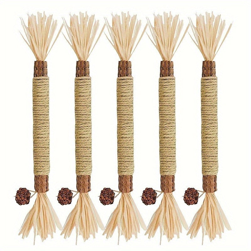 3pcs Natural Sisal Cat Chew Sticks - Durable Teeth Cleaning Toys For Indoor Cats, Interactive Play Supplies Cat Toys For Indoor Cats Cat Enrichment Toys