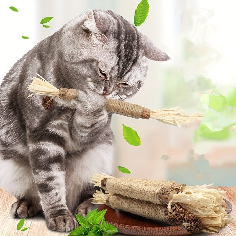 3pcs Natural Sisal Cat Chew Sticks - Durable Teeth Cleaning Toys For Indoor Cats, Interactive Play Supplies Cat Toys For Indoor Cats Cat Enrichment Toys