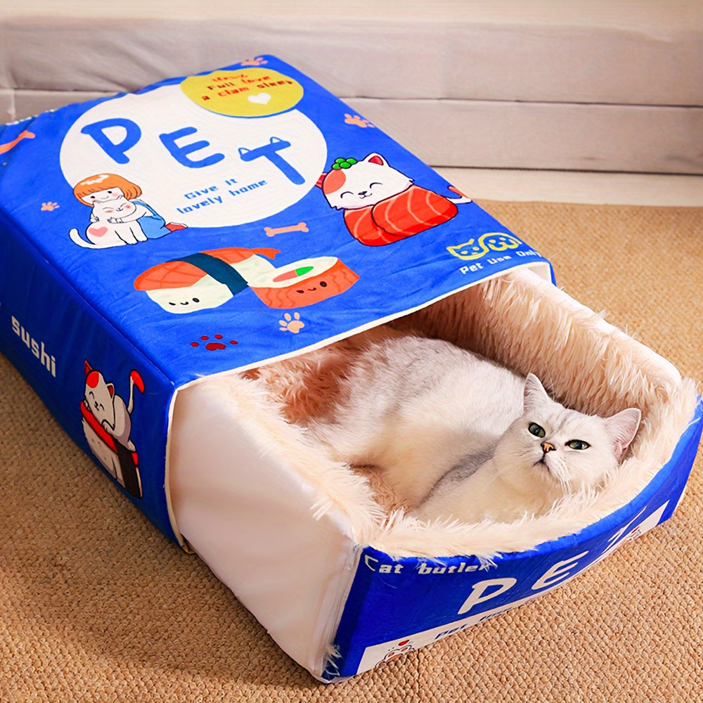 Rectangular Fully Enclosed Cat Bed, Snack Box Pet Bed, Universal Pet Bed for All Seasons, Winter Cat Bed, The Best Gift for Cats, New Year'S Gift, Giving Your Cat a Warm Home