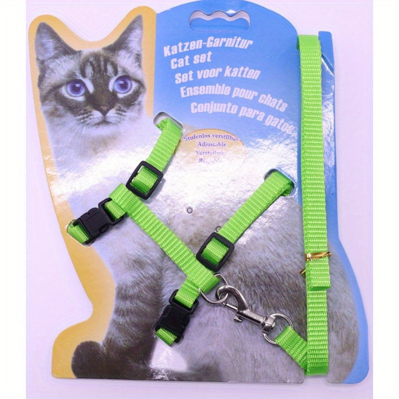 Adjustable Nylon Cat Harness and Leash Set - Comfort Fit, Machine Washable PET Gear for Cats