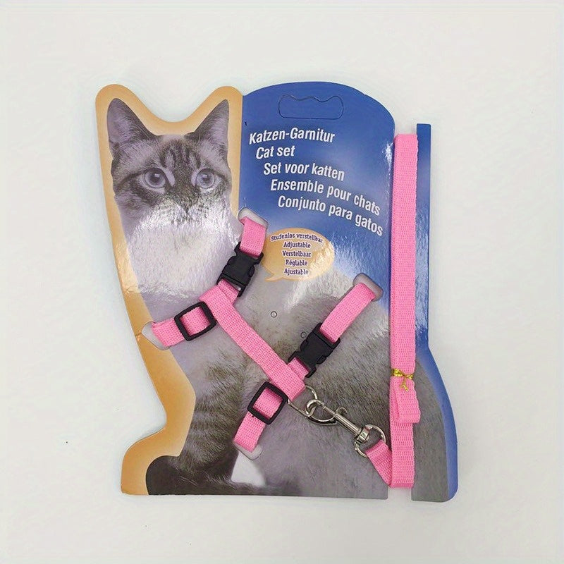 Adjustable Nylon Cat Harness and Leash Set - Comfort Fit, Machine Washable PET Gear for Cats