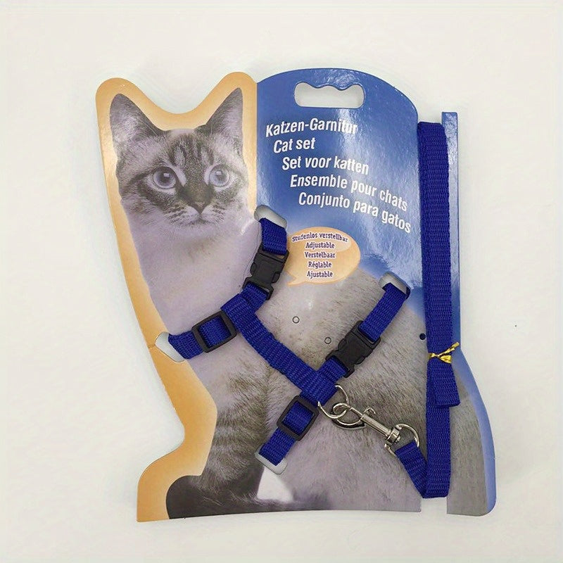 Adjustable Nylon Cat Harness and Leash Set - Comfort Fit, Machine Washable PET Gear for Cats