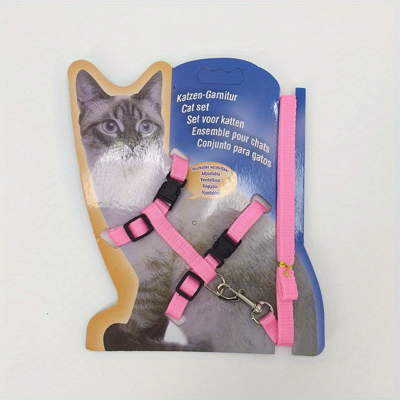 Adjustable Nylon Cat Harness and Leash Set - Comfort Fit, Machine Washable PET Gear for Cats