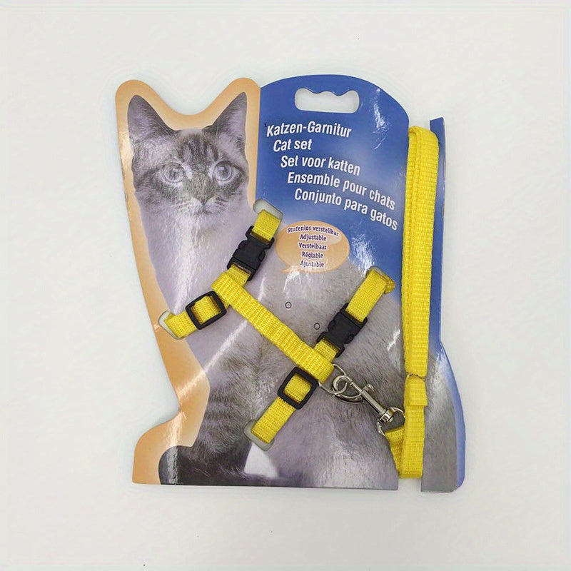 Adjustable Nylon Cat Harness and Leash Set - Comfort Fit, Machine Washable PET Gear for Cats