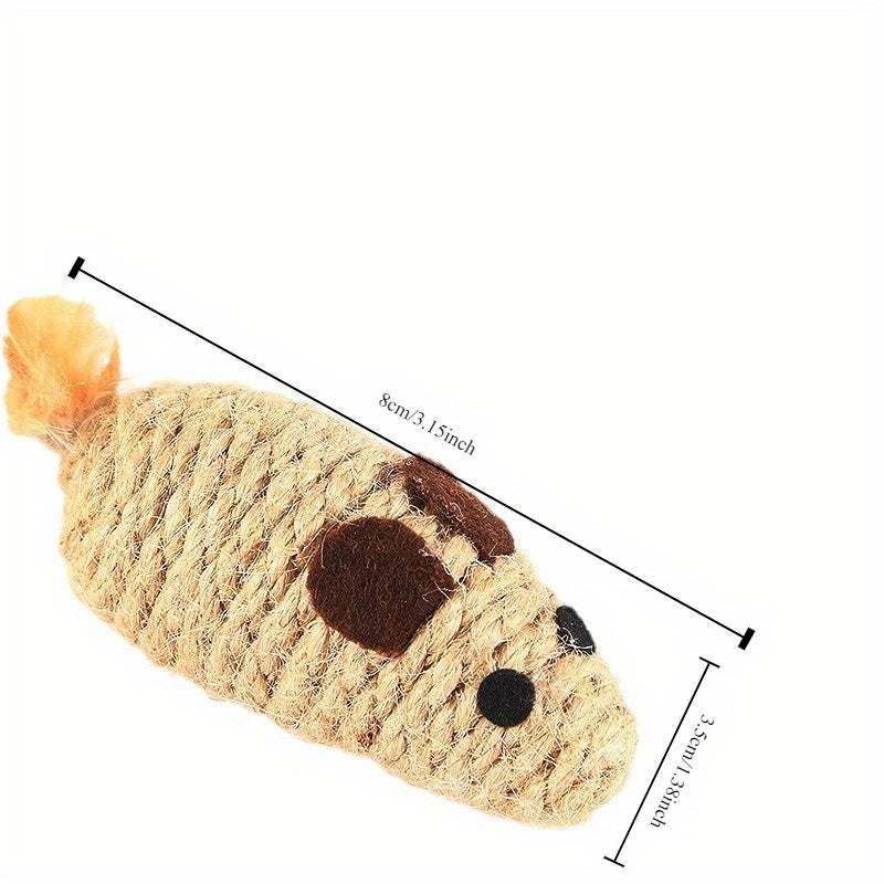 Feathered Mouse Cat Toy With Rustling Hemp Rope - Interactive Teaser For Kittens, Durable Linen Material Cat Toys Kitten Accessories