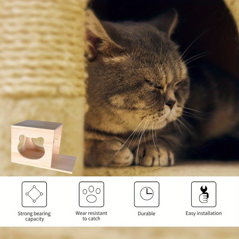 Indoor Wooden Cat Wall Mounts: 2 Cat Nests, 4 Platforms, 2 Ladders, and 1 Scratching Post - Suitable for Cats