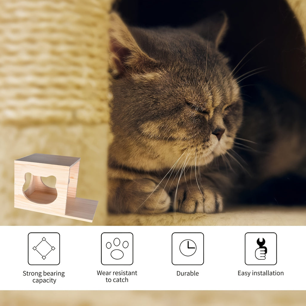 Indoor Wooden Cat Wall Mounts: 2 Cat Nests, 4 Platforms, 2 Ladders, and 1 Scratching Post - Suitable for Cats