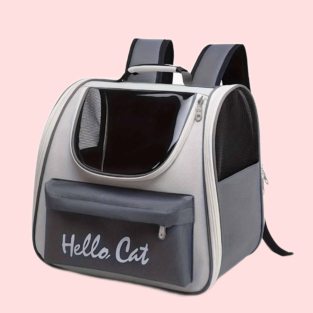 "Hello Cat" Large Capacity Pet Carrier: Suitable for Cats up to 7.5kg (16.5lb) and Dogs up to 5kg (11lb) - Easy Access, Sun Protection, Breathable Mesh, PVC Material, Zipper Closure