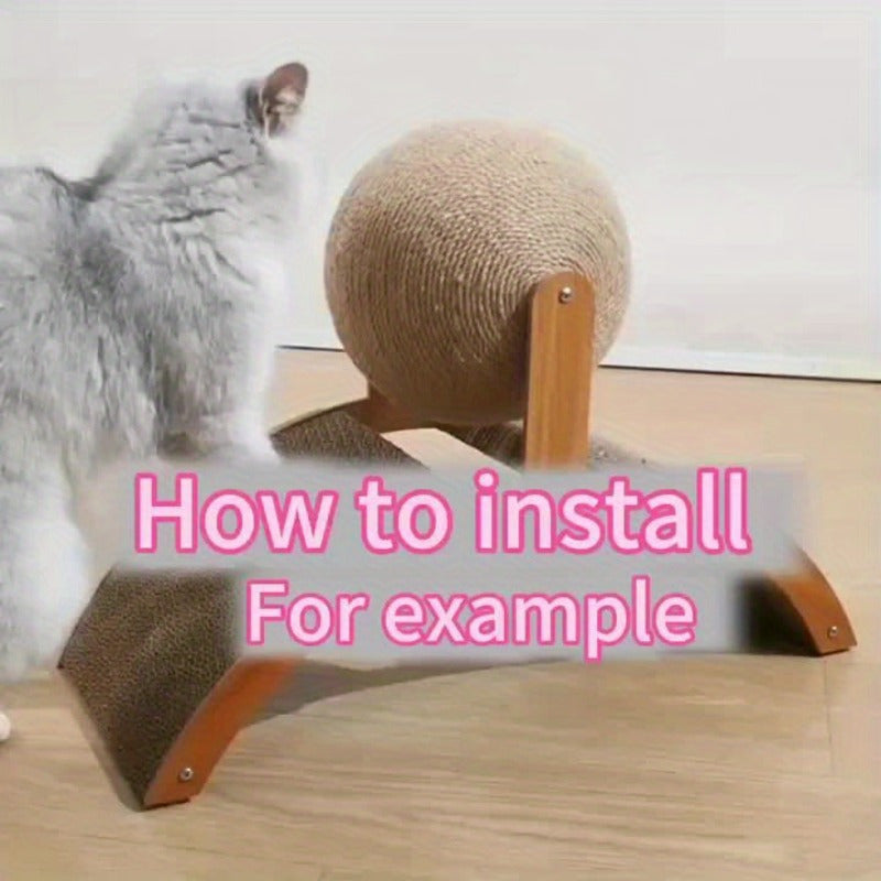 Sisal Rope Cat Scratcher - Durable Vertical Scratching Post with Spherical Toy for Cats, Interactive Self-Entertainment and Claw Care Cat Scratcher Ball