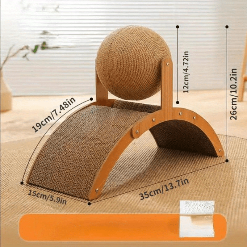 Sisal Rope Cat Scratcher - Durable Vertical Scratching Post with Spherical Toy for Cats, Interactive Self-Entertainment and Claw Care Cat Scratcher Ball