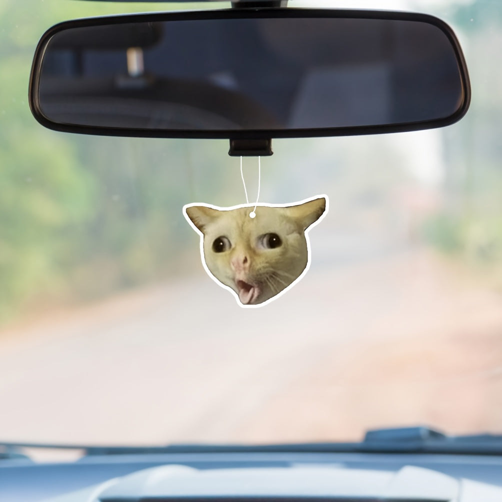1pc Humorous Feline Air Freshener Hanging Pendant for Vehicle and Home Use, Scented Cardboard Charm, Closet Freshener Accessory with Cat Design