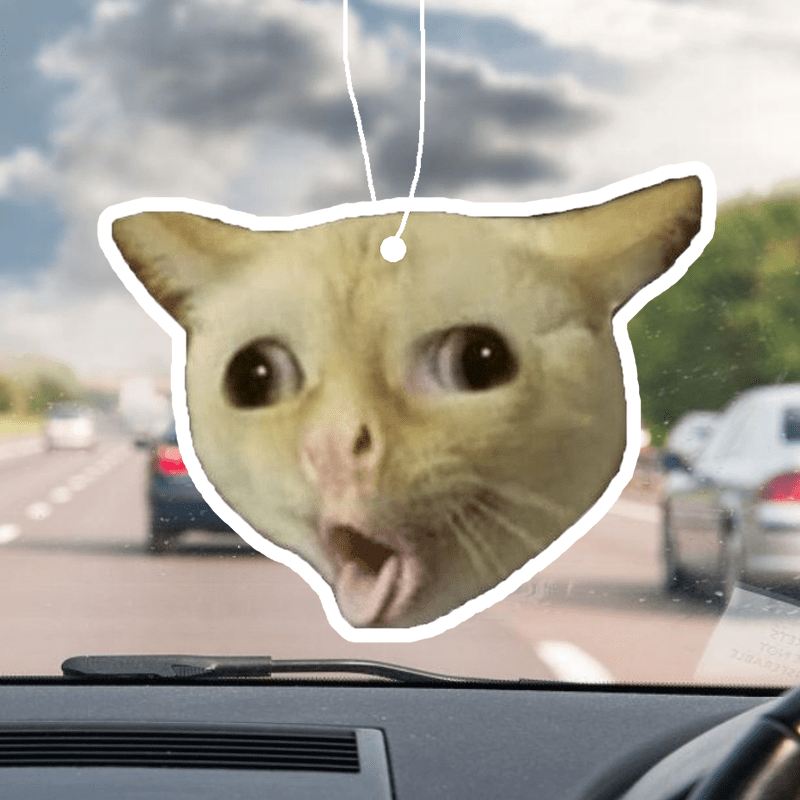 1pc Humorous Feline Air Freshener Hanging Pendant for Vehicle and Home Use, Scented Cardboard Charm, Closet Freshener Accessory with Cat Design