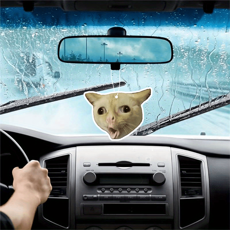 1pc Humorous Feline Air Freshener Hanging Pendant for Vehicle and Home Use, Scented Cardboard Charm, Closet Freshener Accessory with Cat Design